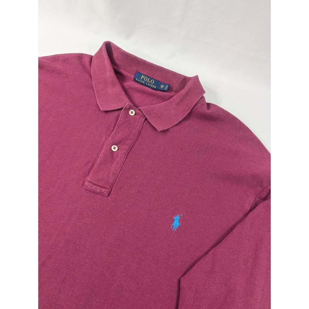 Polo Ralph Lauren Polo Shirt Mens 2XB Purple Long Sleeve Cotton Pullover Knit